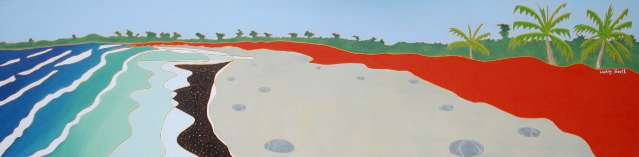 Dulan-stranden ser mod syd, 2010, olie på lærred af Timothy Nathan Joel