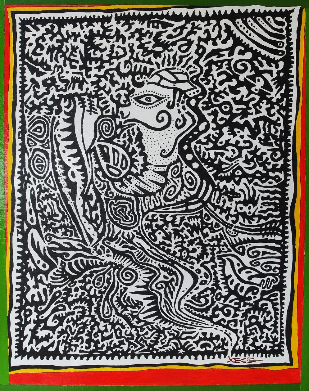 Spirit Genie, 2011, olie på træ af Timothy Nathan Joel