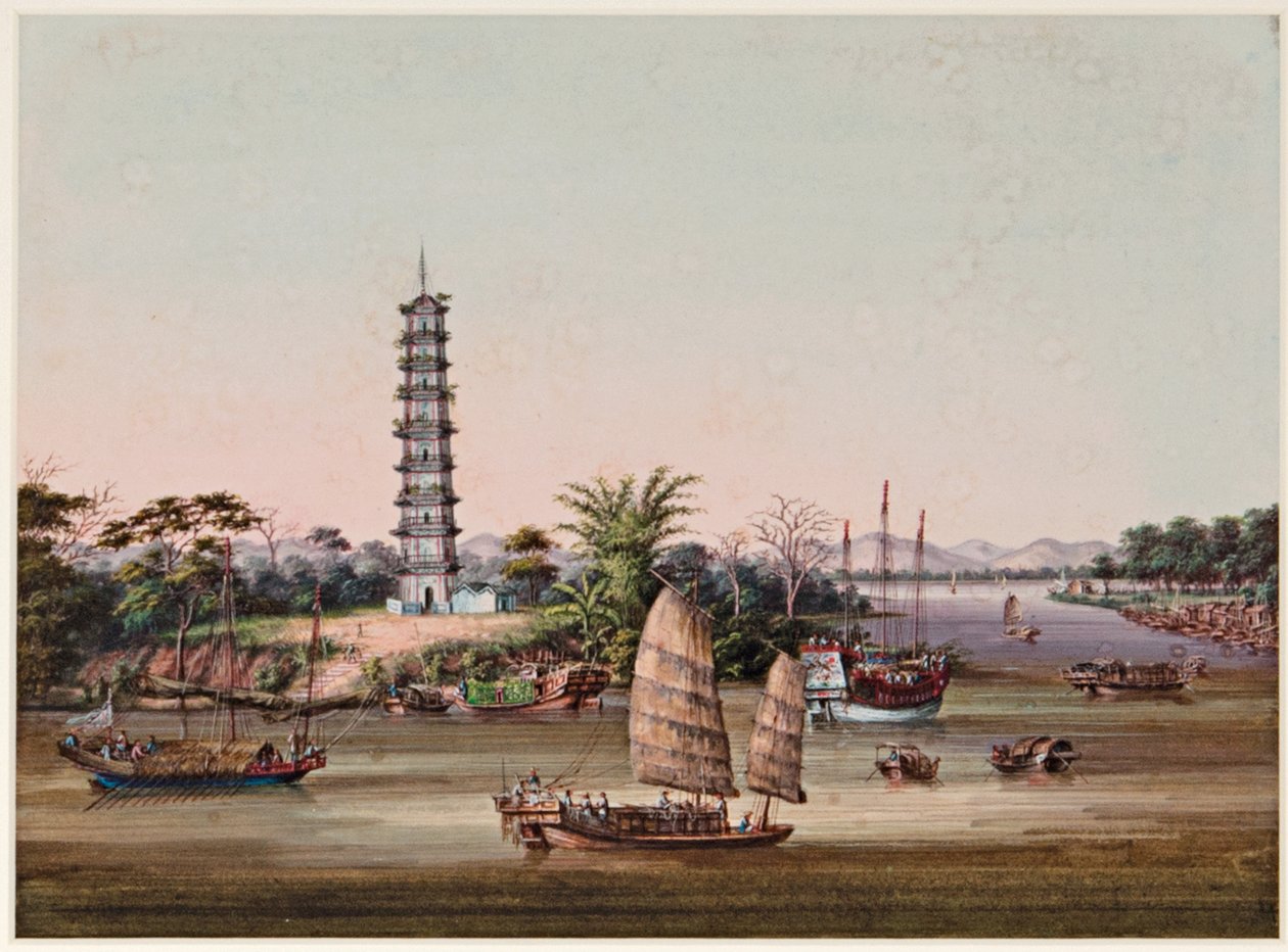 Den ni-etagers Whampoa Pagoda, Pearl River af Tingqua