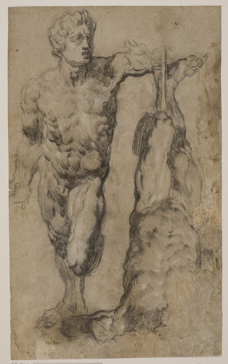 To studier af en skulptur af en mandsfigur af Tintoretto