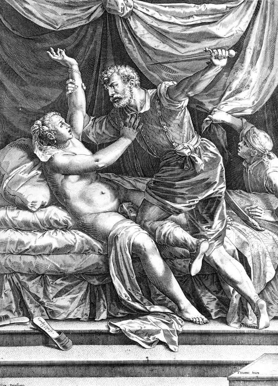 Tarquin og Lucretia, af Cornelis Cort, 1571 af Tiziano Vecelli