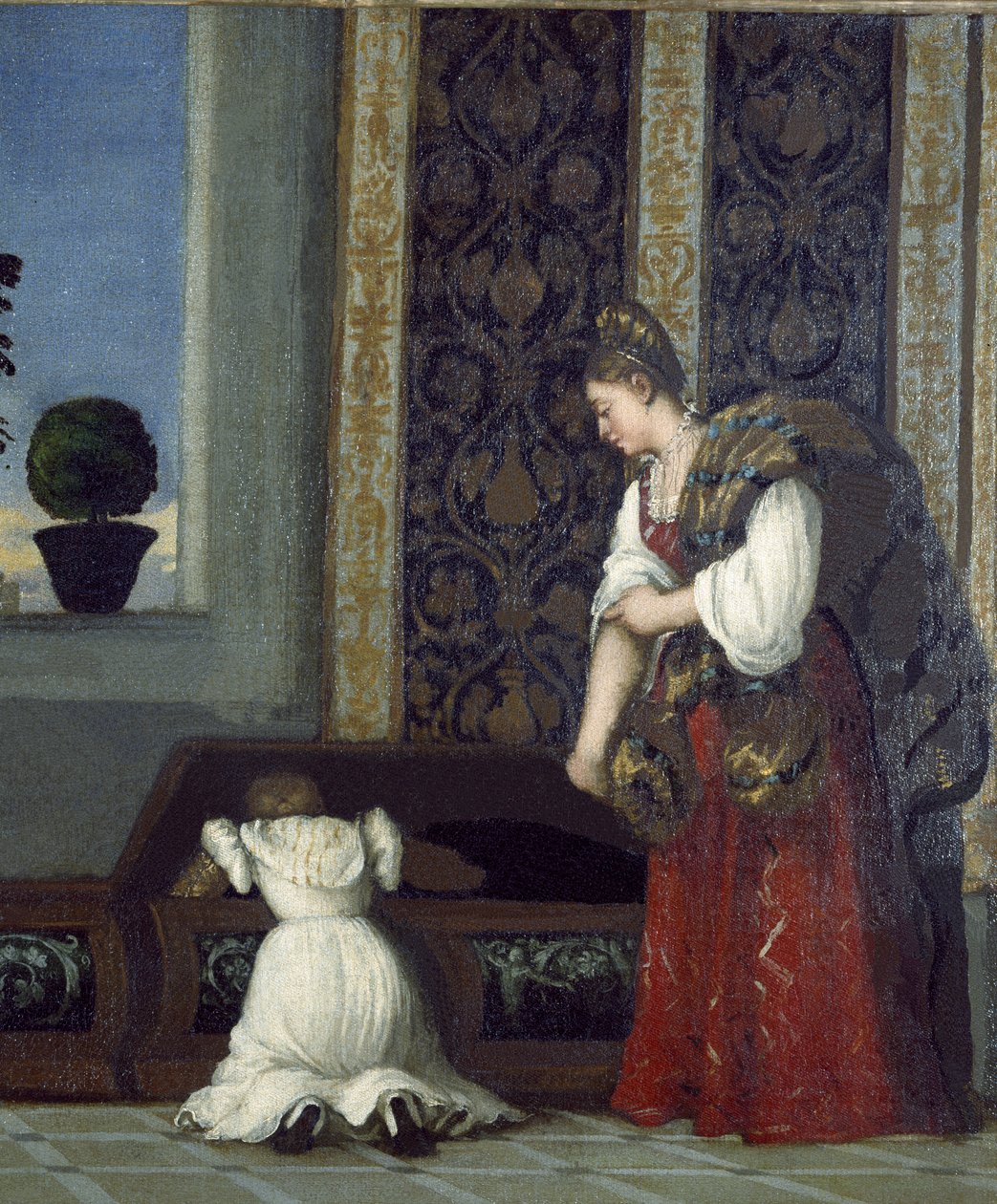Venus fra Urbino, før 1538 olie på lærred detalje fra 291644 af Tiziano Vecelli