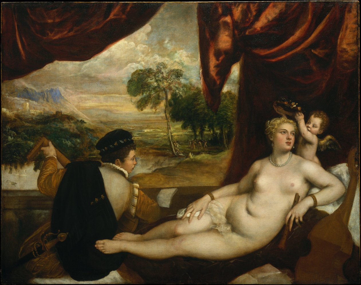 Venus og lutespilleren af Tiziano Vecelli