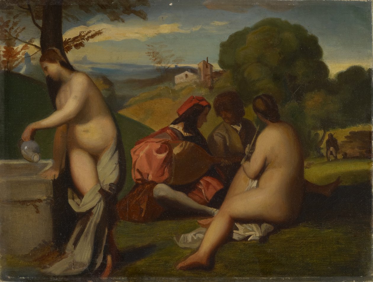 Pastoralkoncerten, 1838-43 (olie på lærred og pap) af Titian c.1488 1576 manner of Titian c.1488 1576 manner of