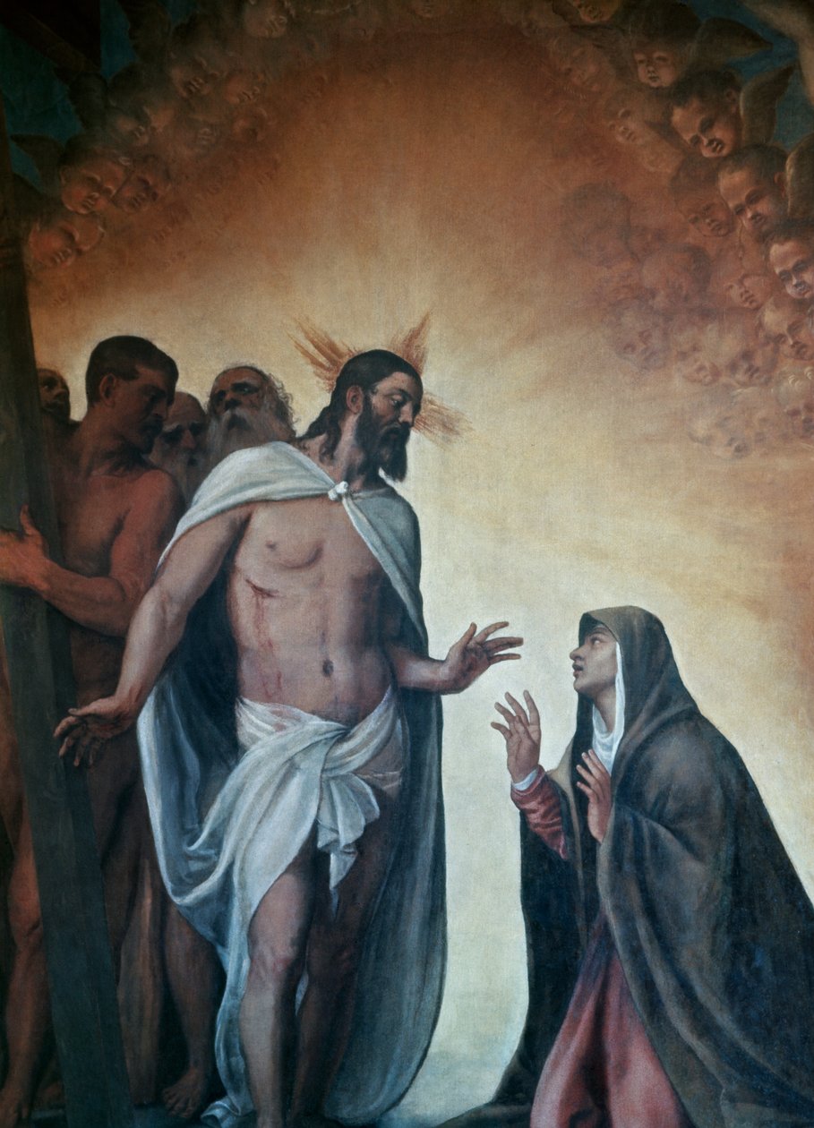 Tilsynekomsten af den opstandne Kristus til Jomfru af Titian (c.1488 1576)