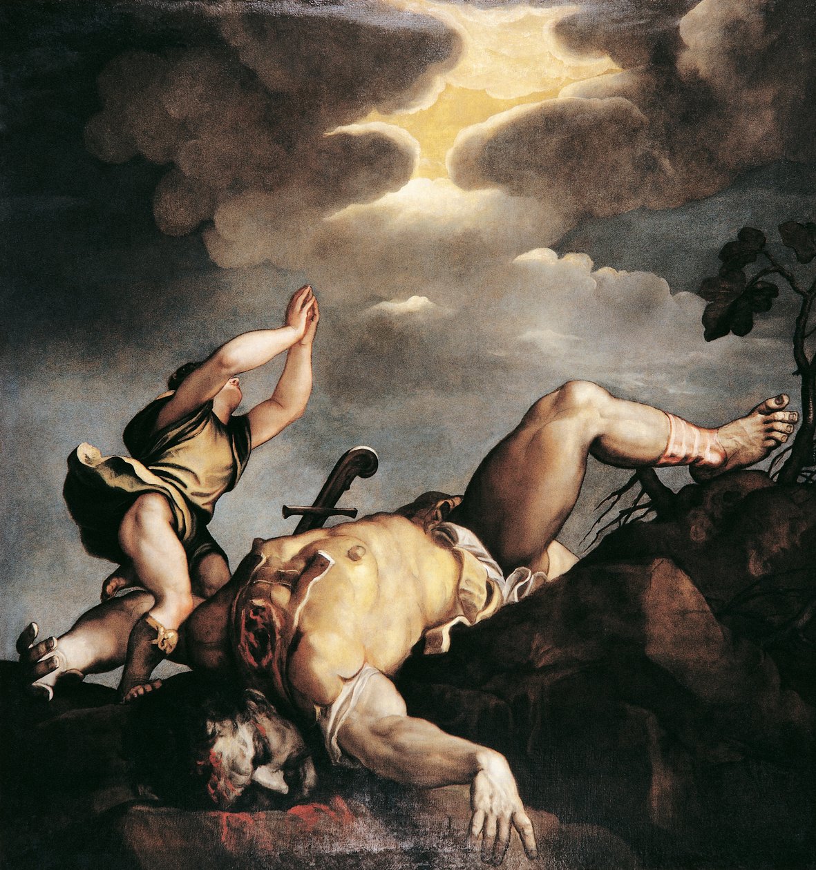 Italien, Venedig, Santa Maria della Salute-kirken, David og Goliath af Titian (c.1488 1576)