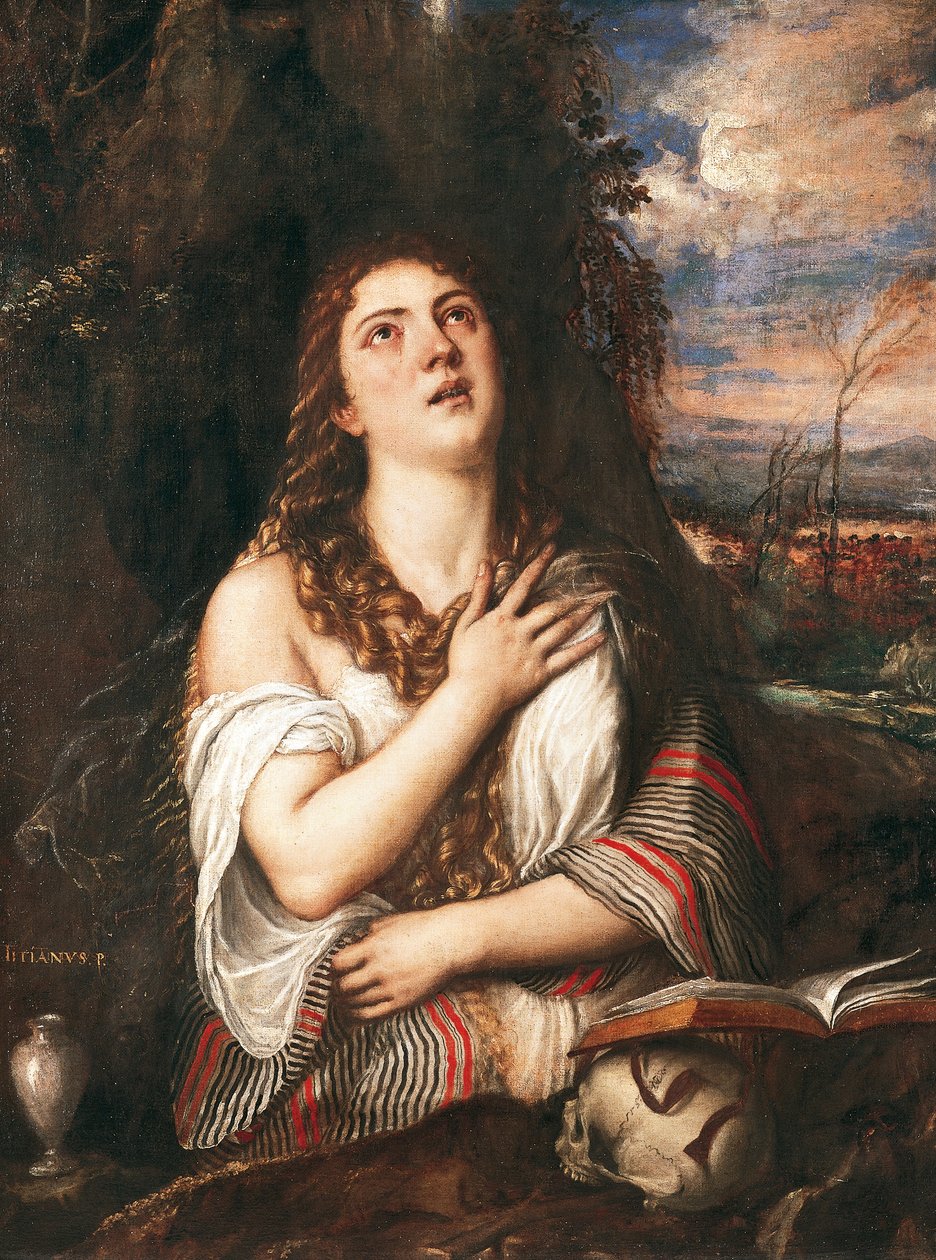 La Maddalena, af Titian (ca. 1490-1576), olie på lærred af Titian (c.1488 1576)