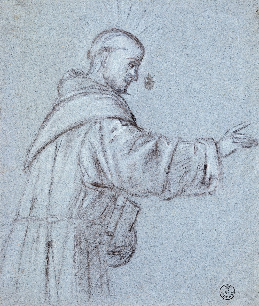 Munk af Titian (ca. 1490-1576), tegning af Titian (c.1488 1576)