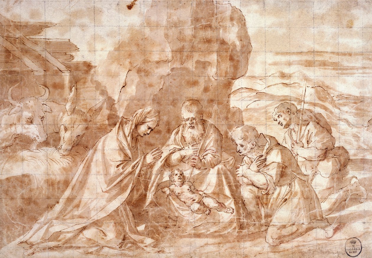 Fødsel af Titian (ca 1490-1576), tegning af Titian (c.1488 1576)