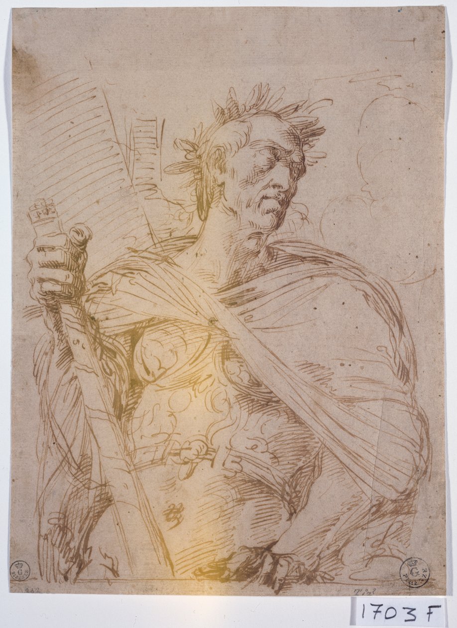 Romersk kejser (pen  blæk på papir) af Titian (c.1488 1576)