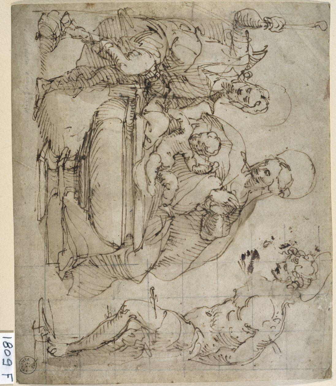 Sacred Conversation (pen og blæk på papir) af Titian (c.1488 1576)