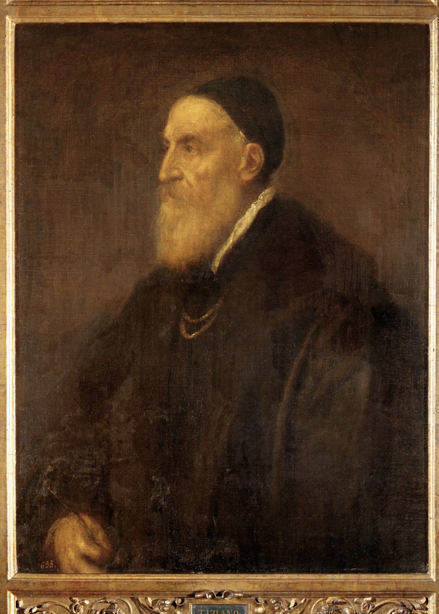 Selvportræt, malet kort før pestens udbrud i Venedig ... (maleri på lærred) af Titian (c.1488 1576)
