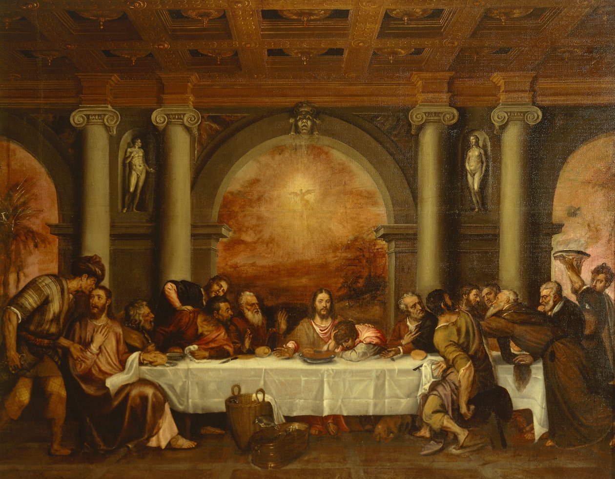Skitse til den sidste nadver, af Titian (ca 1490-1576) af Titian (c.1488 1576)