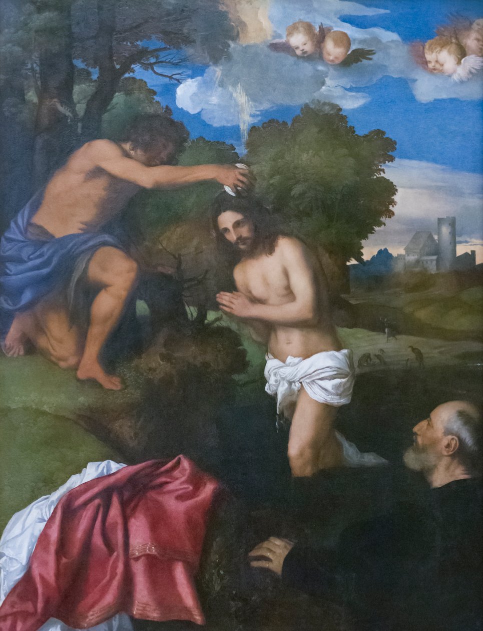 Kristi dåb, ca. 1512 (olie på træ) af Titian (c.1488 1576)