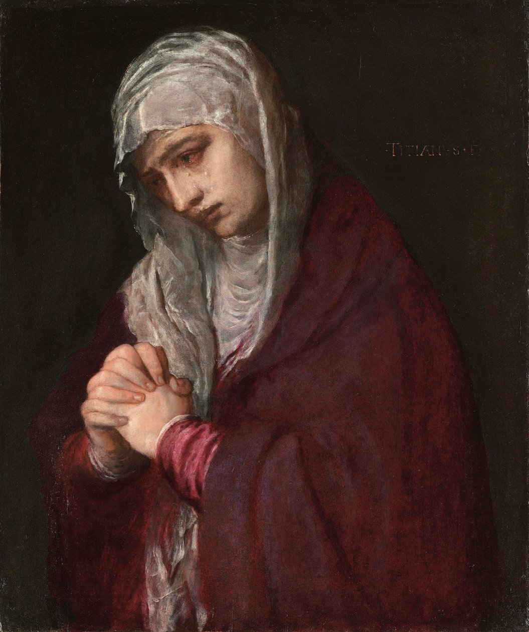 The Mater Dolorosa (olie på panel) af Tiziano Vecelli
