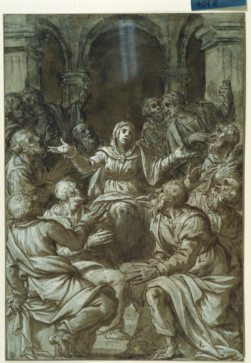 Jomfru Maria med apostlene fra Santo Spirito ( af Titian (c.1488 1576)