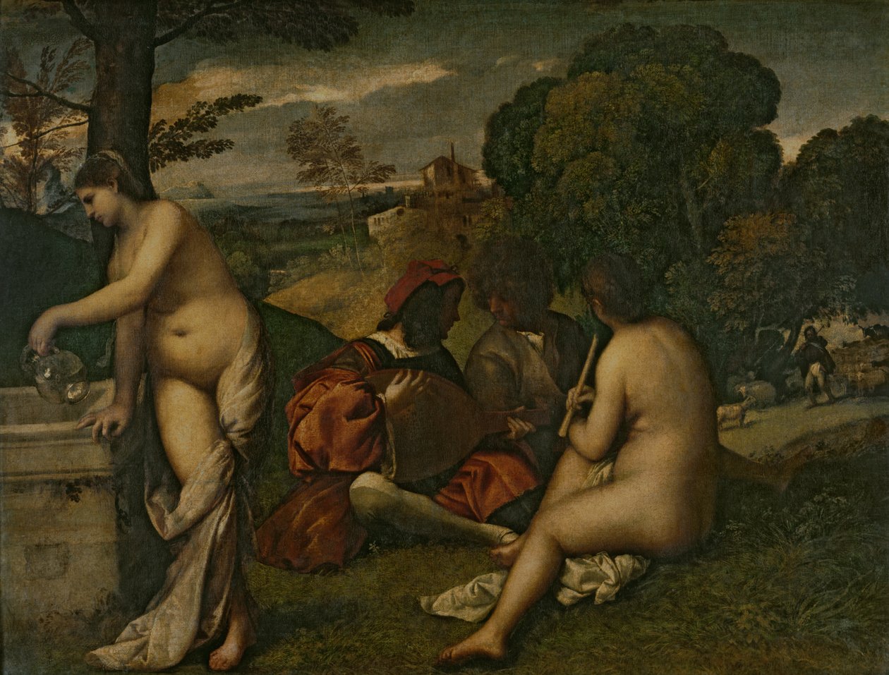 Le Concert Champetre (Open-Air Concert), ca. 1510 (olie på lærred) af Tiziano Vecelli