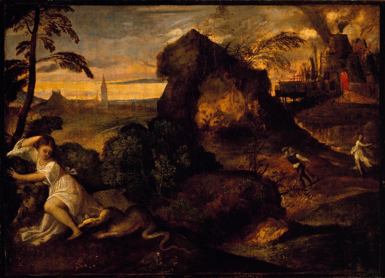 Orphee og Eurydice Maleri af Tiziano Vecellio kaldet Titian (ca. 1490-1576). Accademia Carrara fra det 16. århundrede, Bergamo af Tiziano Vecelli