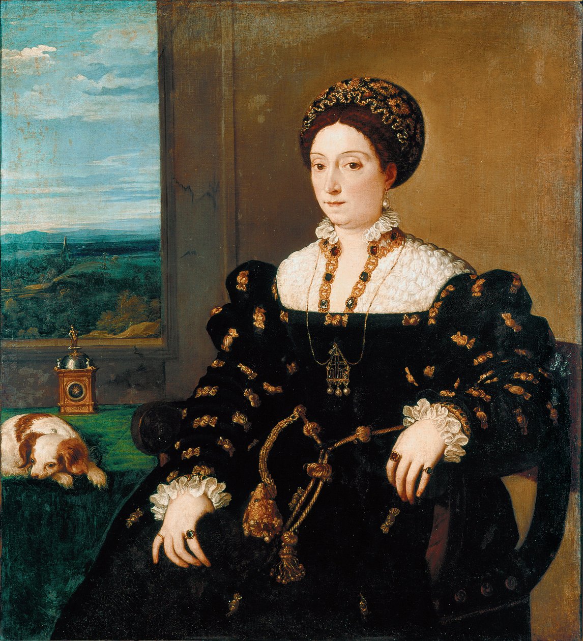 Portræt af Eleonora Gonzaga (Gonzaga), hertuginde af Urbino Maleri af Tiziano Vecellio kaldet Tizianen (ca. 1490-1576) af Tiziano Vecelli
