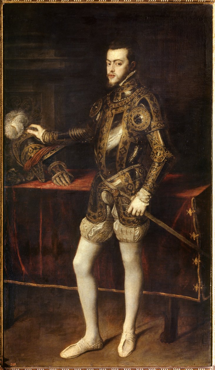 Portræt af Philip II (1527-1598) i en alder af 24, søn af Charles V. Maleri af Tiziano Vecellio kaldet Tizianen (1485-1576) af Tiziano Vecelli