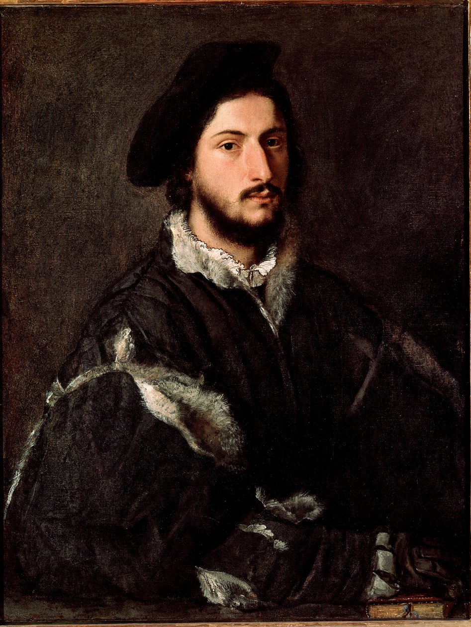 Portræt af Vincenzo Mosti maleri af Tiziano Vecellio kaldet Tizianen (ca. 1490-1576) af Tiziano Vecelli