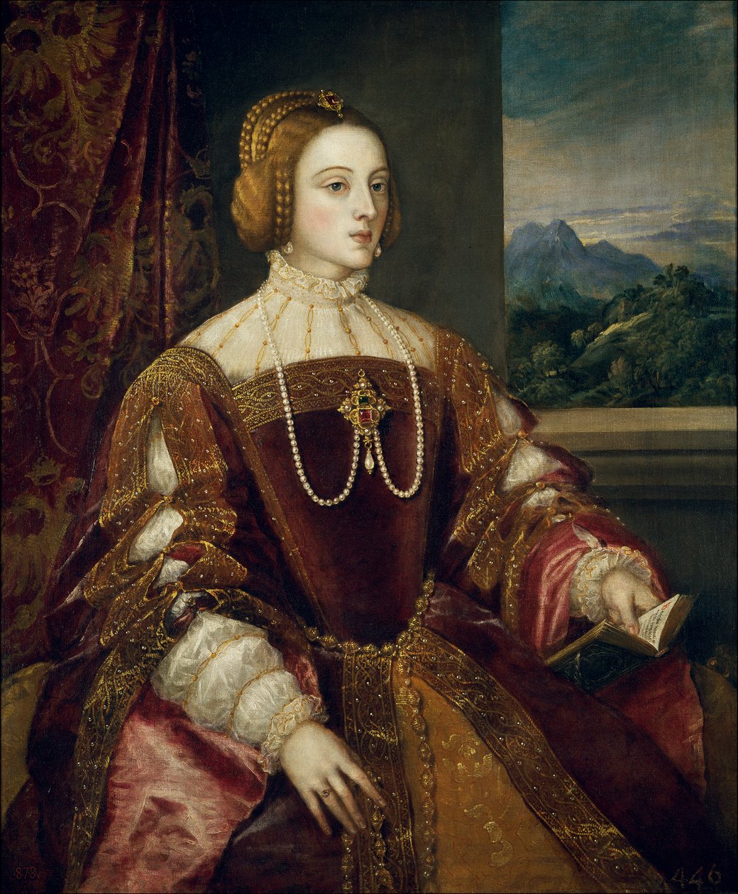 Portræt af impressen Isabella af Portugal (1503-1539) Maleri af Tiziano Vecellio kaldet Tizianen (1485-1576) 1548 Søn. 1,17x0,98 m Madrid, Pradomuseet af Tiziano Vecelli