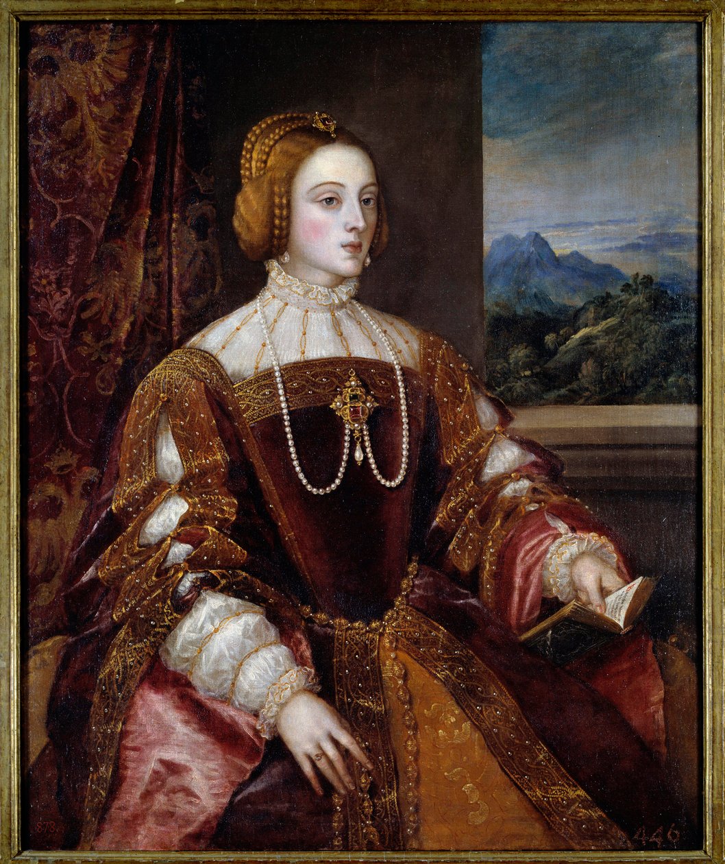 Portræt af impressen Isabella af Portugal (1503-1539) Maleri af Tiziano Vecellio (1485-1576) 1500-tallet søn. 1,17x0,98 m Madrid, Prado-museet af Tiziano Vecelli
