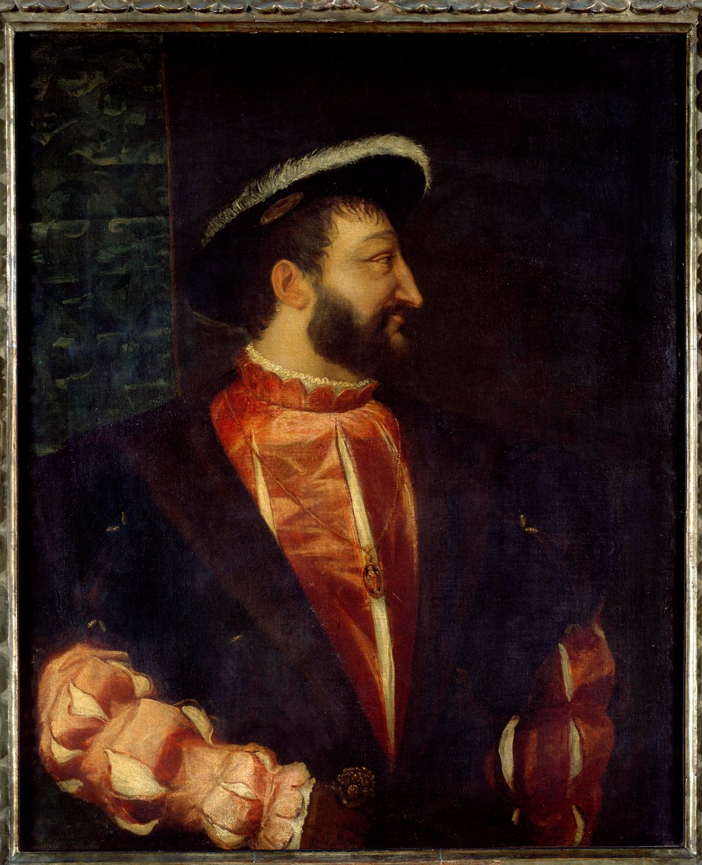 Portræt af kongen af Frankrig Francois I (1494-1547) Maleri af Tiziano Vecellio dit Le Titian (1485-1576) 1538 Søn. 1,09x0,89 m af Tiziano Vecelli