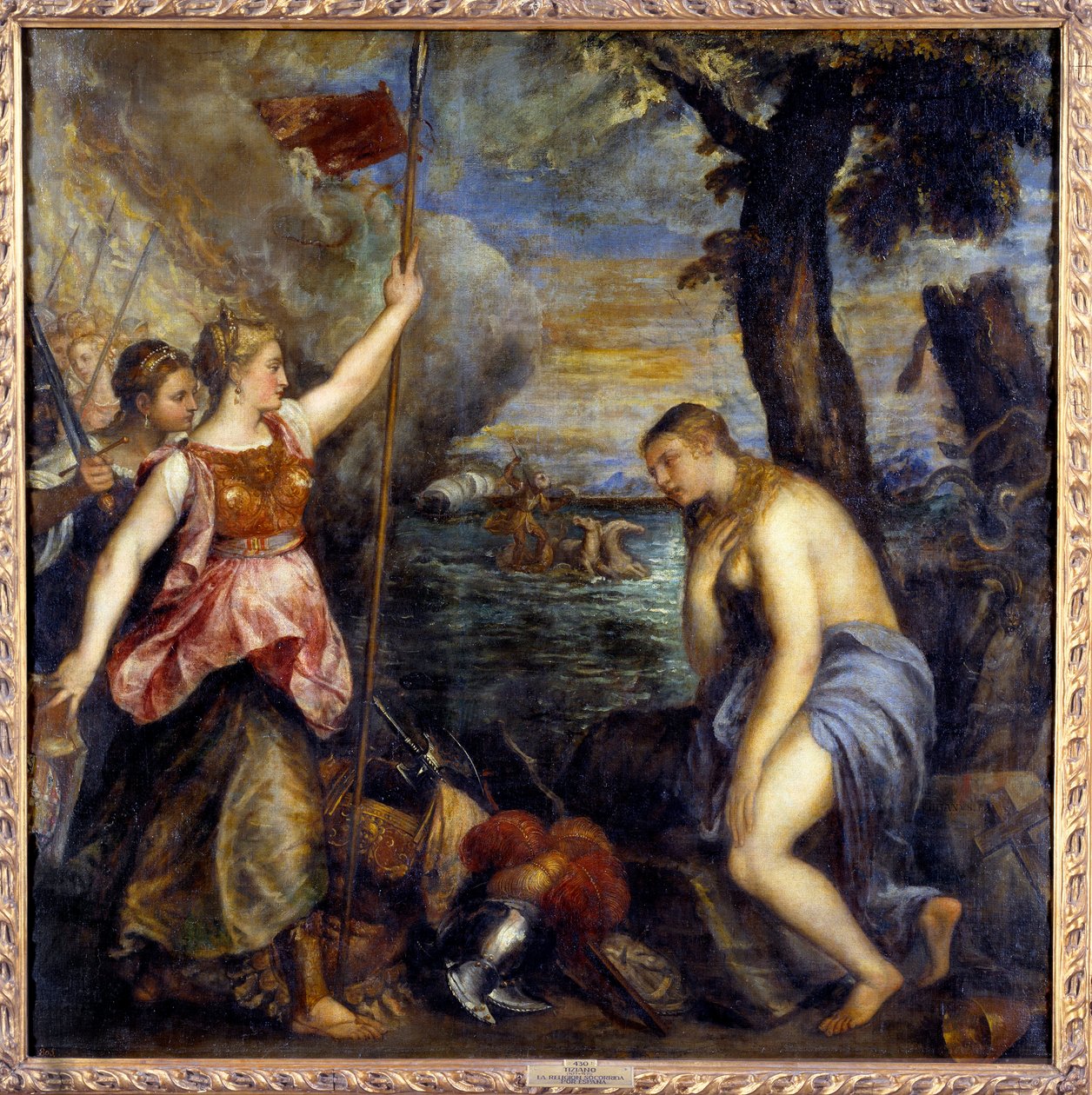 Religion reddet af Spanien. Maleri af Tiziano Vecellio kaldet Tizianen (1485-1576) af Tiziano Vecelli