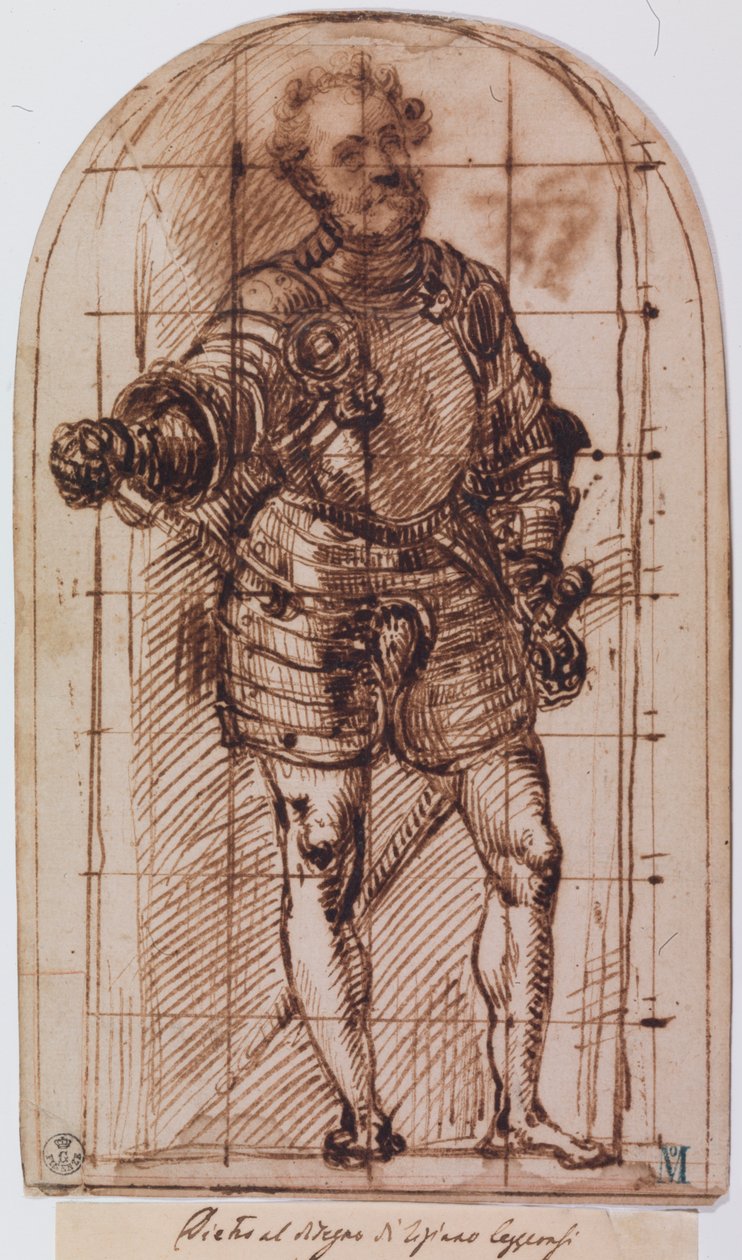 Studie til et portræt af hertugen af Urbino (pen og blæk på papir) af Titian (c.1488 1576)