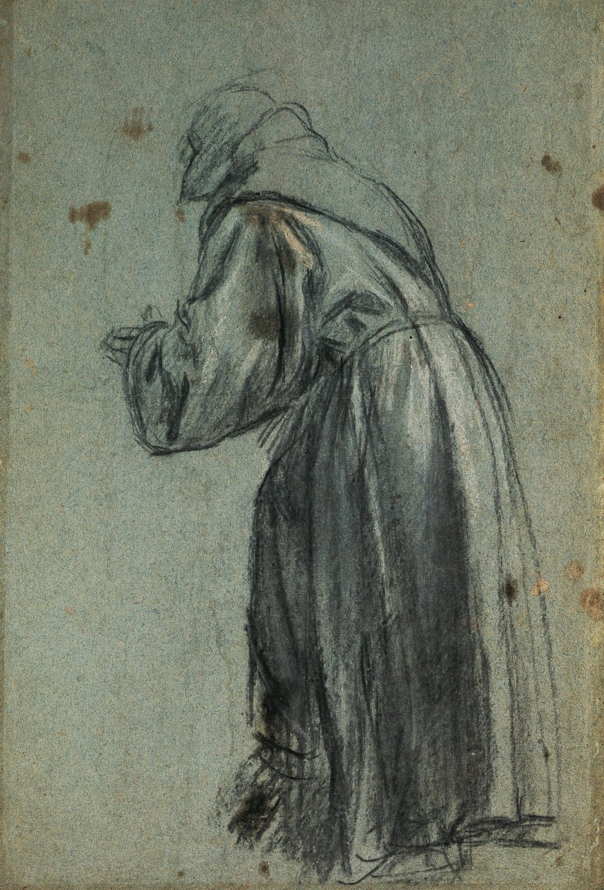 Studie til fremstilling af Sankt Frans (trækul) af Titian (c.1488 1576)
