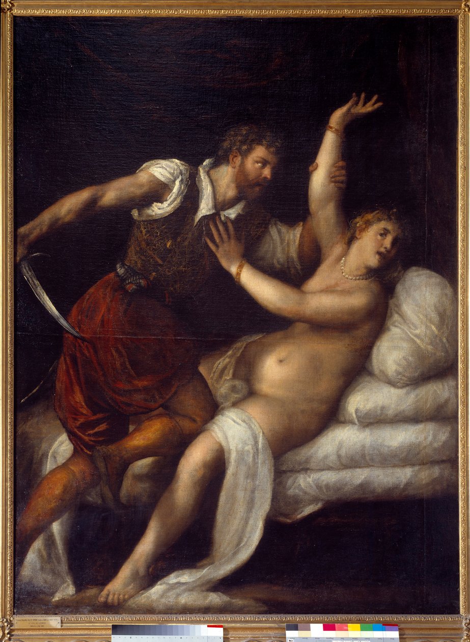 The Raping of Lucrece (? - Av. 509) eller Tarquin og Lucrece. Maleri af Titian Vecellio (1485-1576) af Tiziano Vecelli