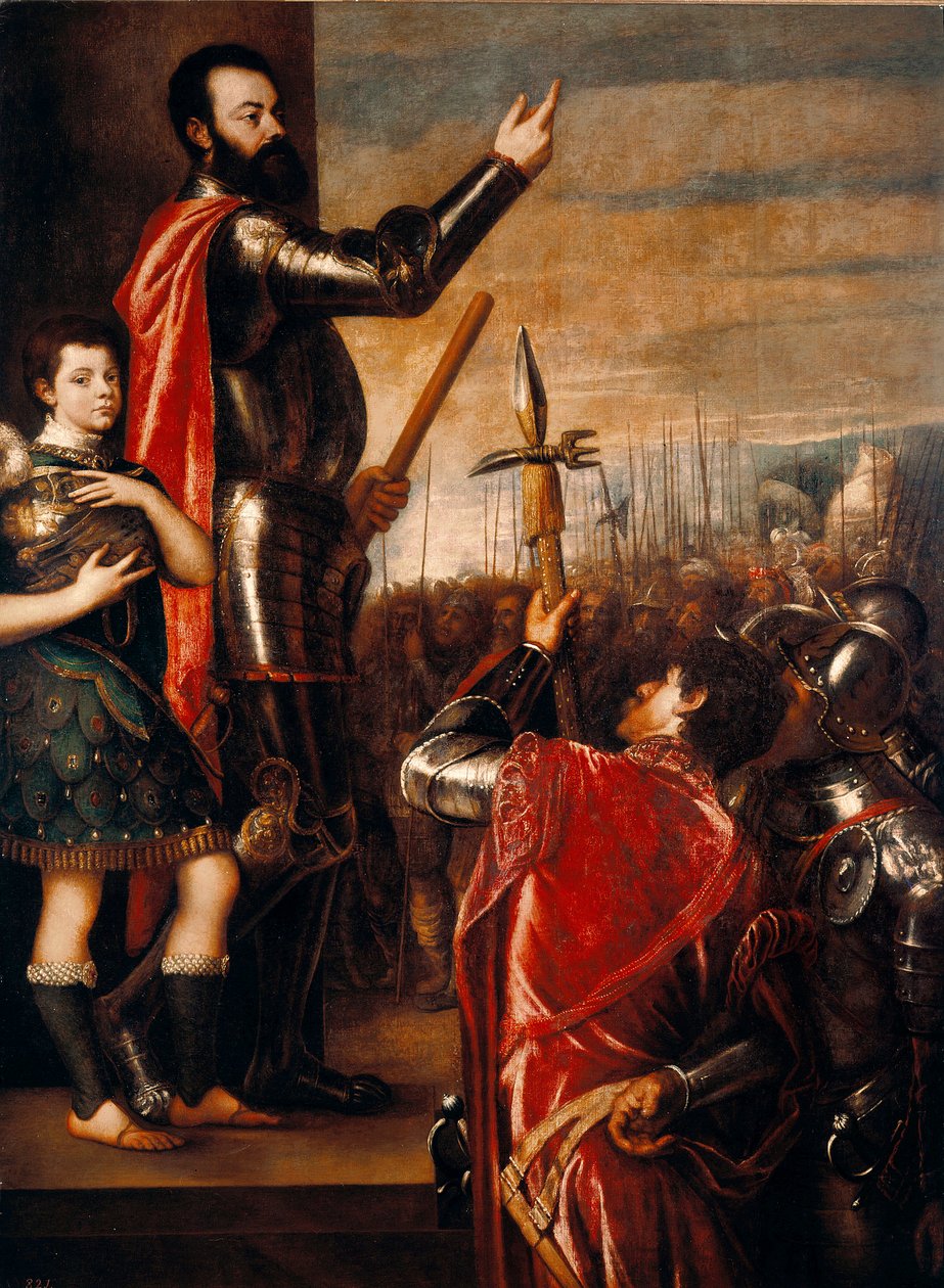 Talen af ​​Alfonso de Avalos (1502-1546), condottiero (condottiere) Italiensk maleri af Tiziano Vecellio sagde Tizianen (ca. 1490-1576) 1540-1541 Dim.223x165 cm Madrid, Prado Museum af Tiziano Vecelli