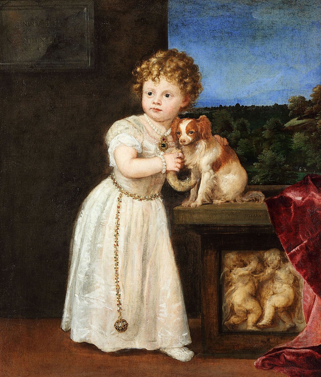 Tysk: Clarissa Strozzi (1540-1581) i en alder af to år Portræt af Clarissa Strozzi af Titian