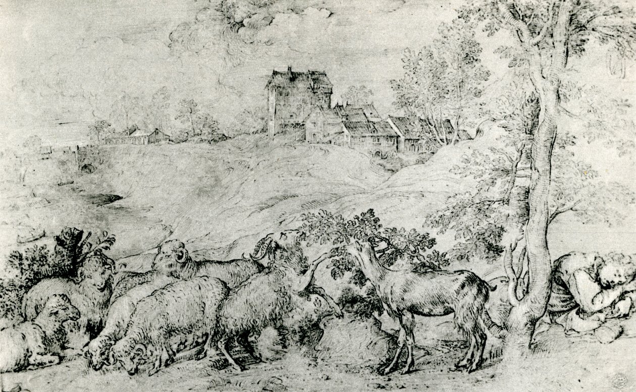 Landskab med fåreflok, c1520, 1937 af Tiziano Vecelli