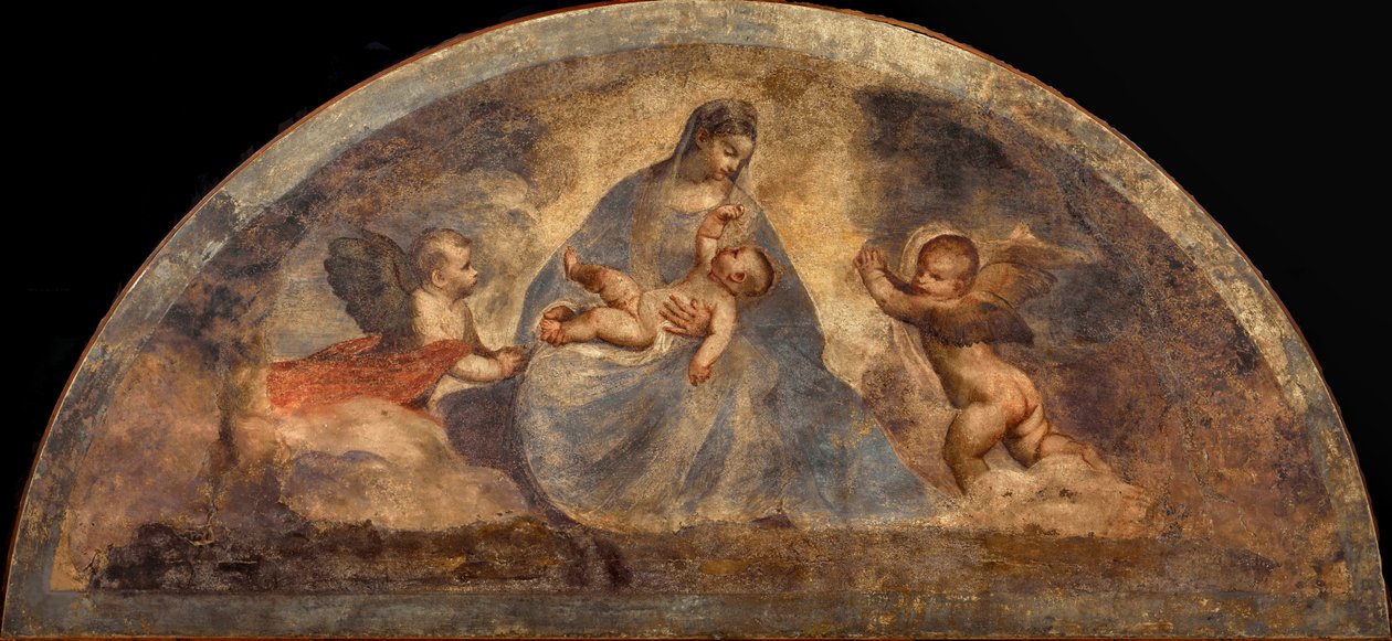 Madonna og barn med to engle, ca. 1519. af Titian
