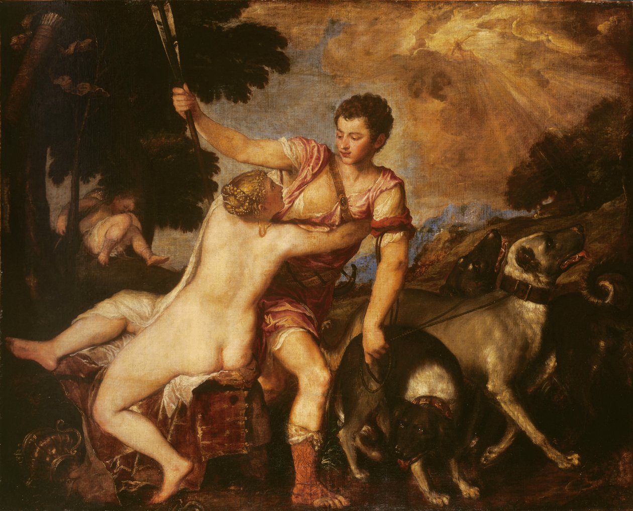 Venus og Adonis, 1555 af Tiziano Vecelli
