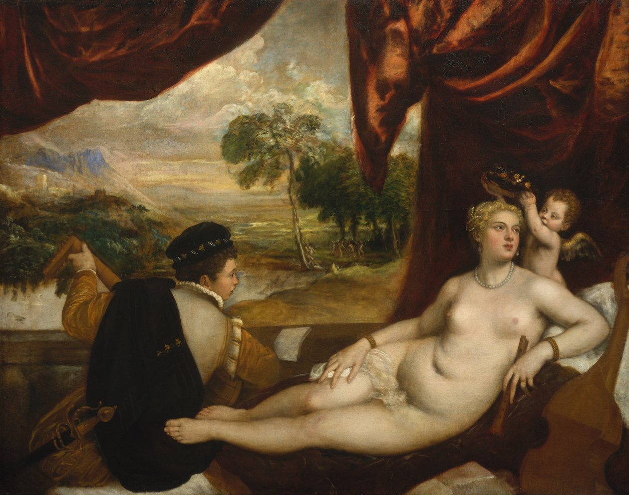 Venus og lutspilleren, ca. 1565-70. af Tiziano Vecelli