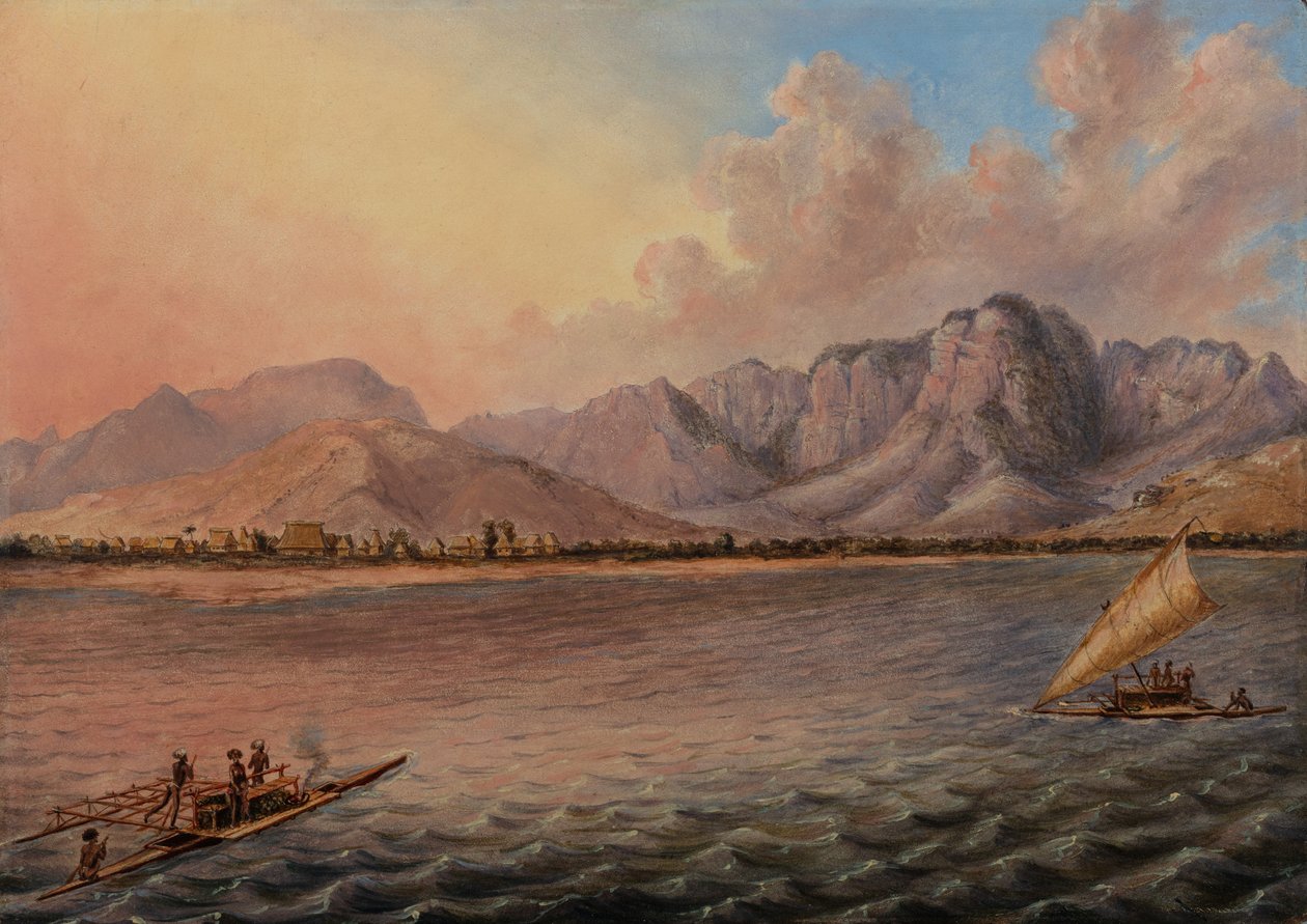 Mathwalta, Venua Levu Vitisa, Fiji, ca. 1840 (olie på lærred) af Titian Ramsey Peale
