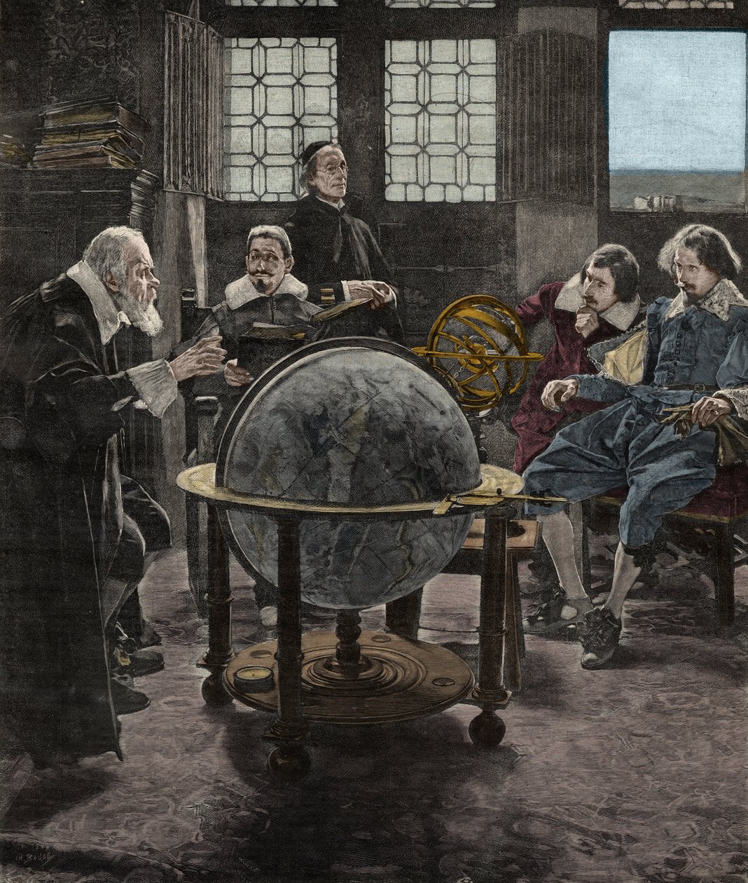 John Milton (1608-1674) besøgte Galileo Galilei (Galilæa), i sit inkvisitionsfængsel i Arcetri, nær Firenze, i 1640. 1800-talsgravering fra et maleri af T. Lessi. af Tito Lessi