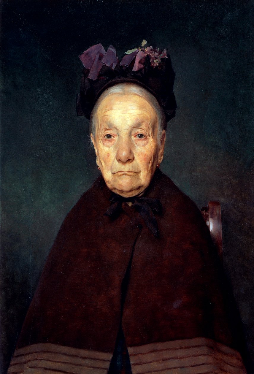 Portræt af gammel kvinde af Tito Lessi (1858-1917), olie på panel, 33x22 cm, ca. 1897 af Tito Lessi