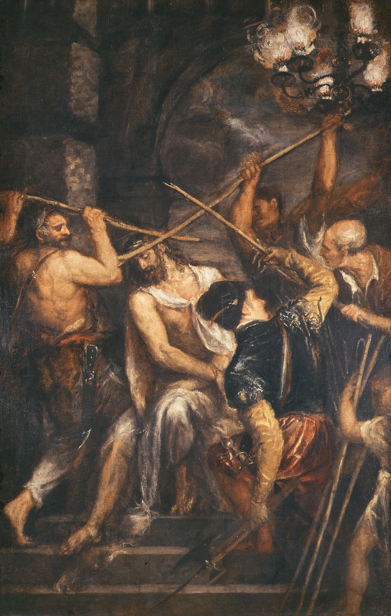 Kristus kronet med torne af Tiziano Vecelli