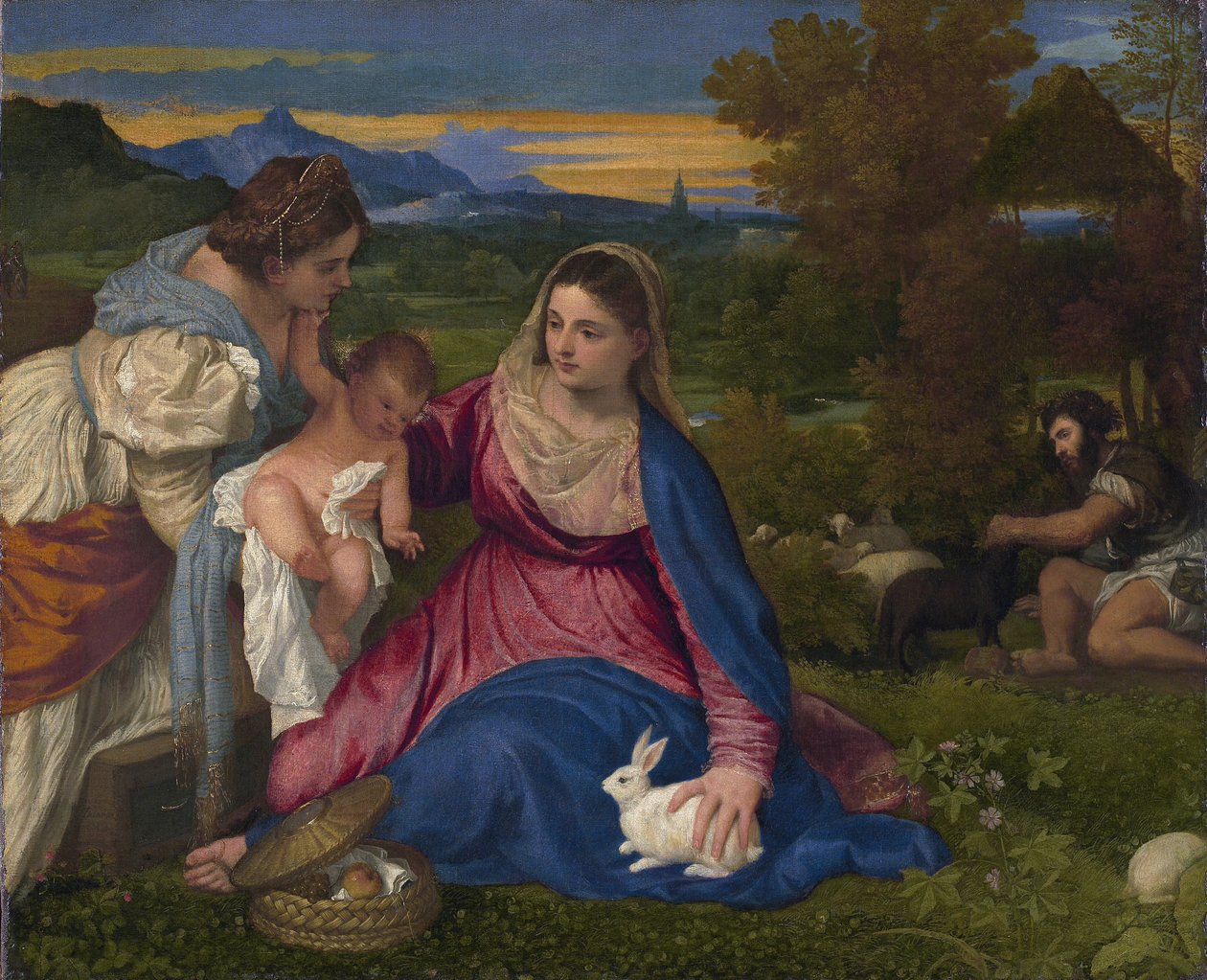 Madonna og kanin med forstørrelsesglas af Tiziano Vecelli