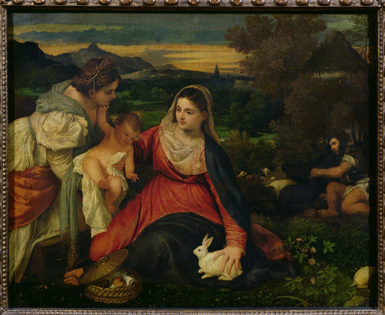 Madonna og barn med St. Catherine (Kaninens jomfru) ca. 1530 af Tiziano Vecelli