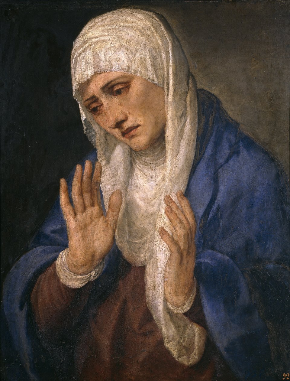 Mater Dolorosa med åbne hænder af Tiziano Vecelli
