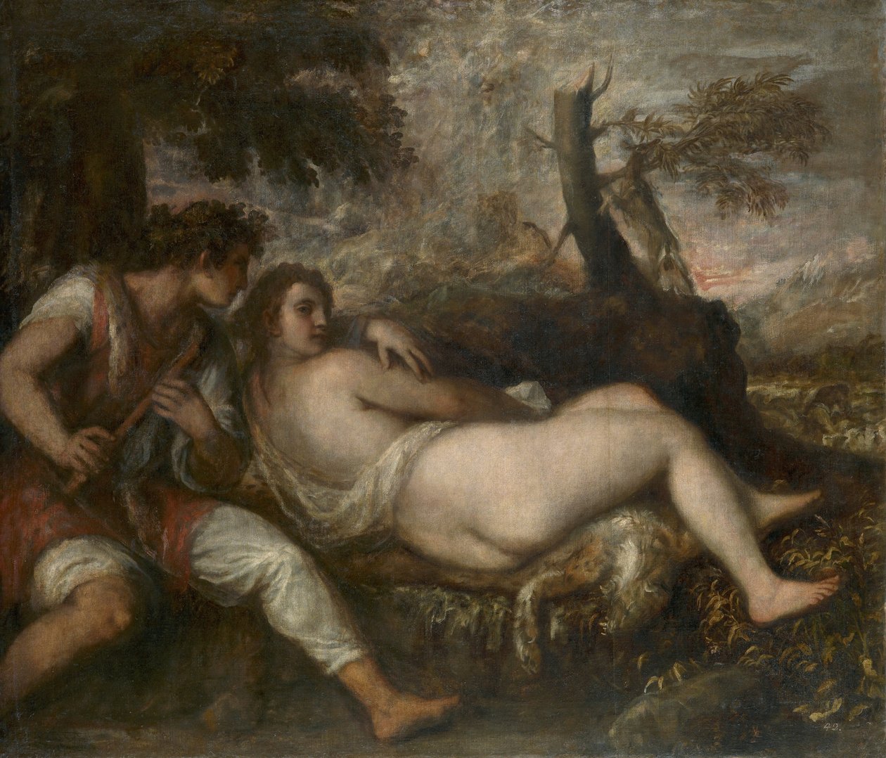 Nymfe og hyrde af Tiziano Vecelli