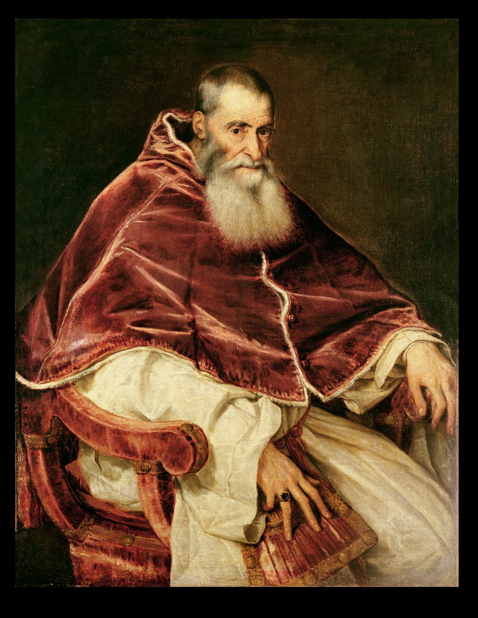 Portræt af Alessandro Farnese (1468-1549) Pave Paul III, 1543 af Tiziano Vecelli