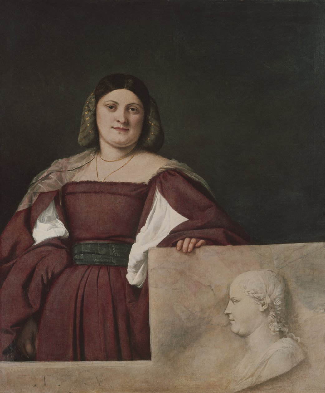 Portræt af en dame (La Schiavona), ca. 1510-12 af Tiziano Vecelli
