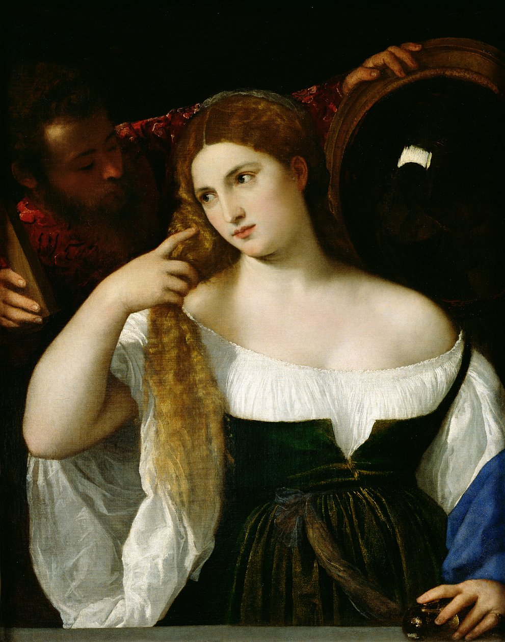 Portræt af en kvinde ved hendes toilet, 1512-15 af Tiziano Vecelli