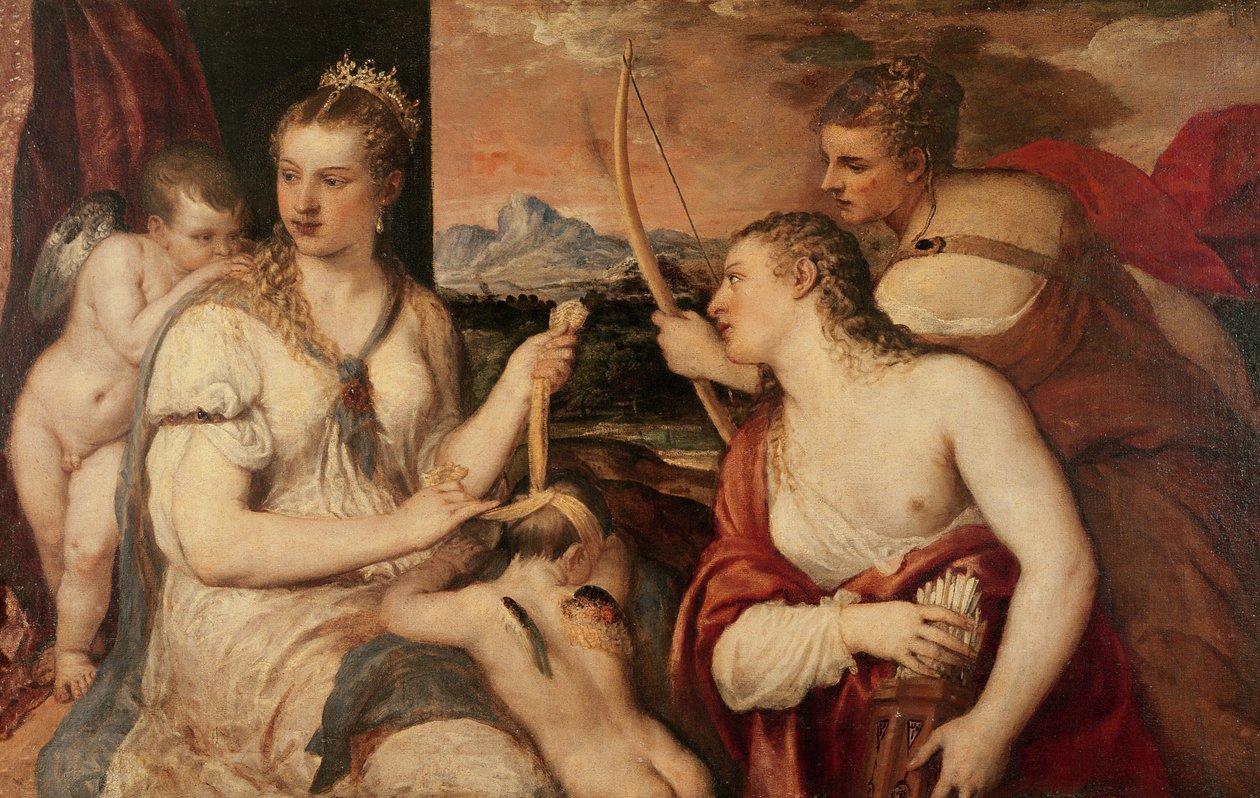 Amors uddannelse, ca. 1565 af Tiziano Vecelli
